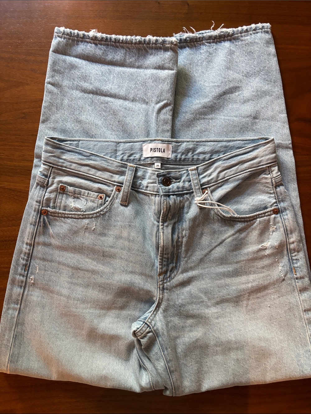 NWT Pistola Lexi Mid Rise Bowed Straight Leg Jeans Dolce Vita Vintage Size 26 - Picture 4 of 7